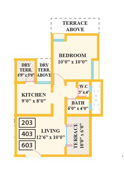 Floor plan of 1 BHK 524 Sq. Ft. Apartment in Nobles Jewel, Pune