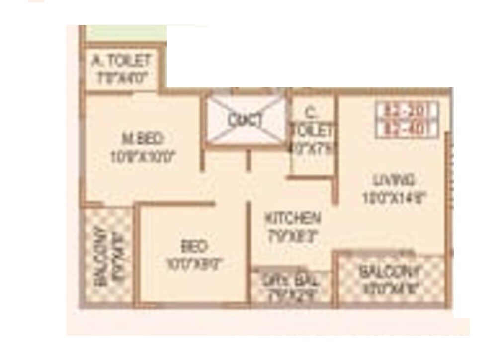 Floor plan of 2 BHK 620 Sq. Ft. Apartment in Nyasa Abhiman Avenue, Pune