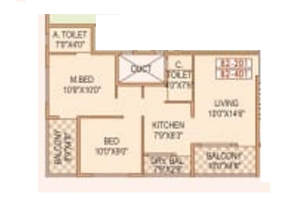 2 BHK 620 Sq. Ft. Apartment