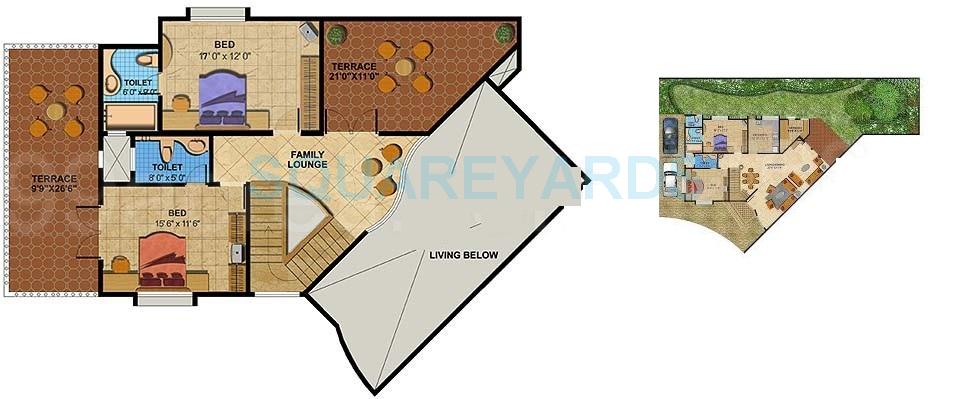 Floor plan of 4 BHK Apartment - 3000 sq. ft. in Nyati Chesterfield, Pune