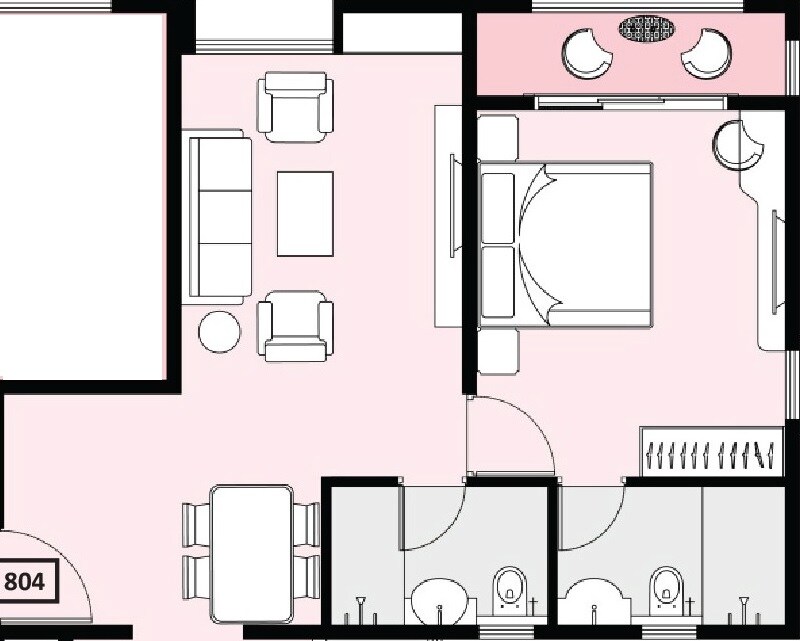 Floor plan of 1 BHK 393 Sq. Ft. Apartment in Nyati Era, Pune