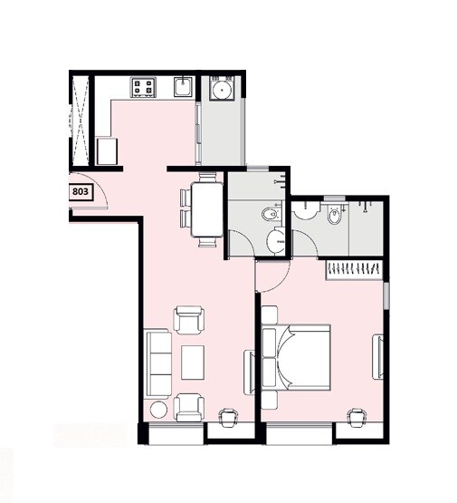 Floor plan of 1 BHK 579 Sq. Ft. Apartment in Nyati Era, Pune