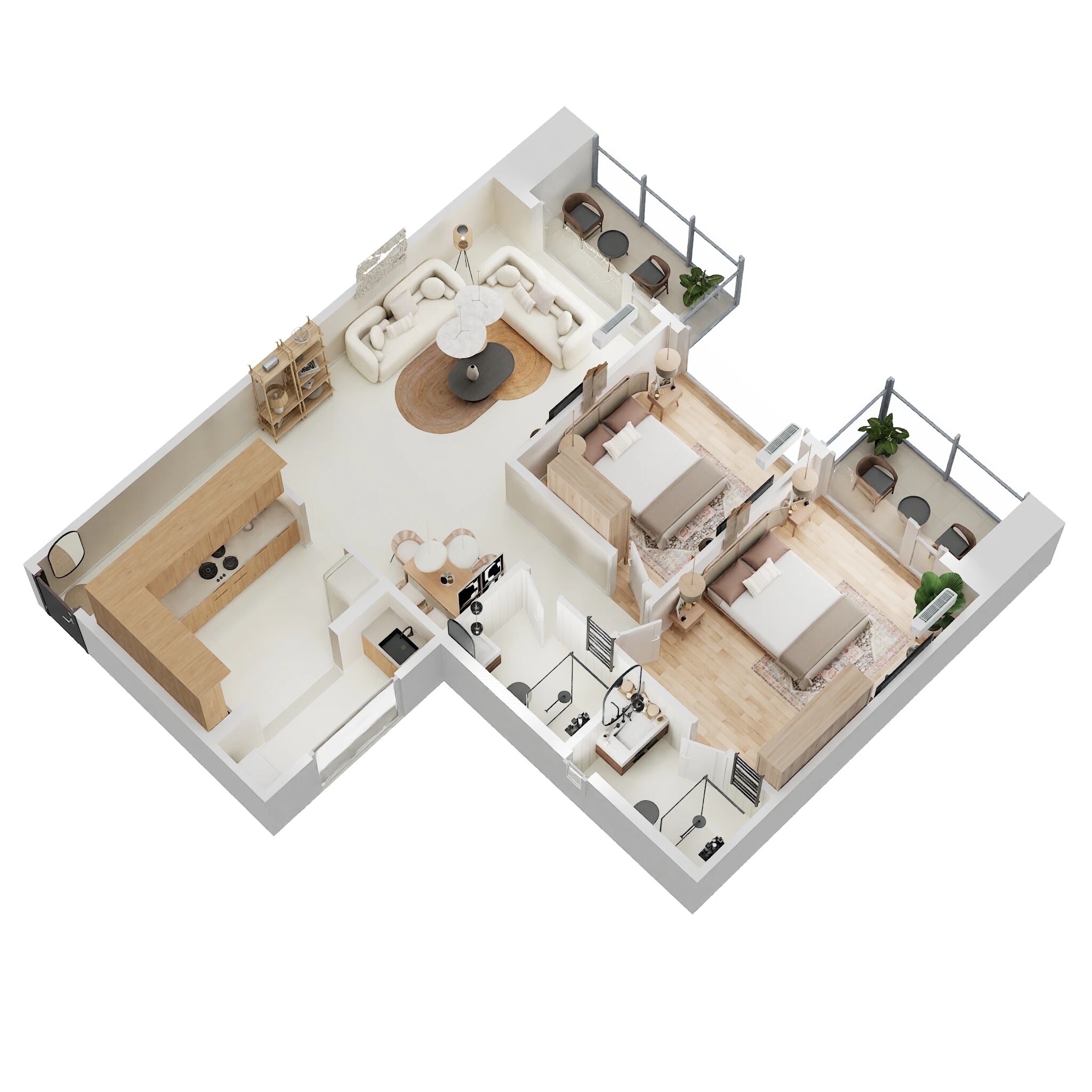 Floor plan of 2 BHK 1004 Sq. Ft. Apartment in Nyati Evania, Pune