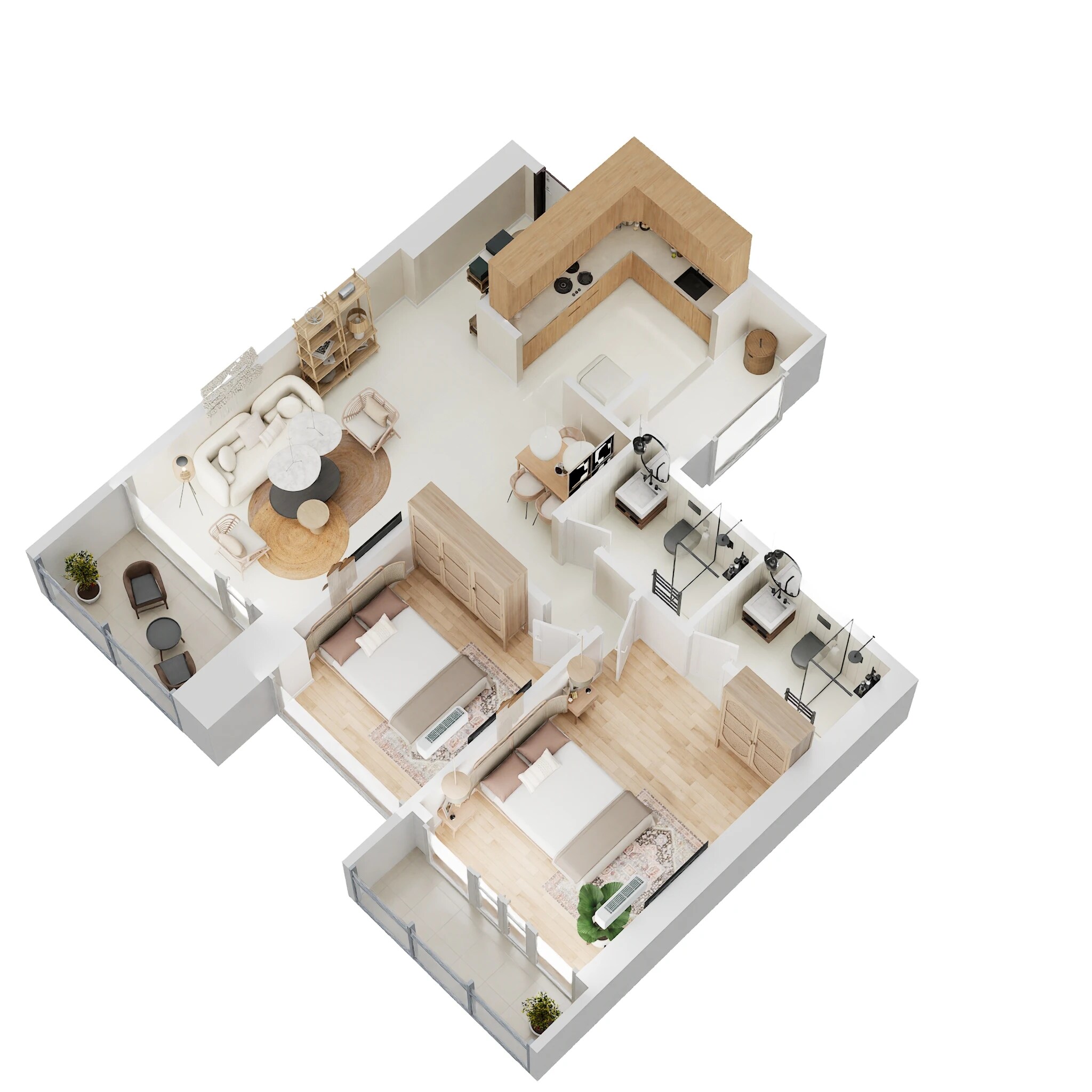 Floor plan of 2 BHK 919 Sq. Ft. Apartment in Nyati Evania, Pune