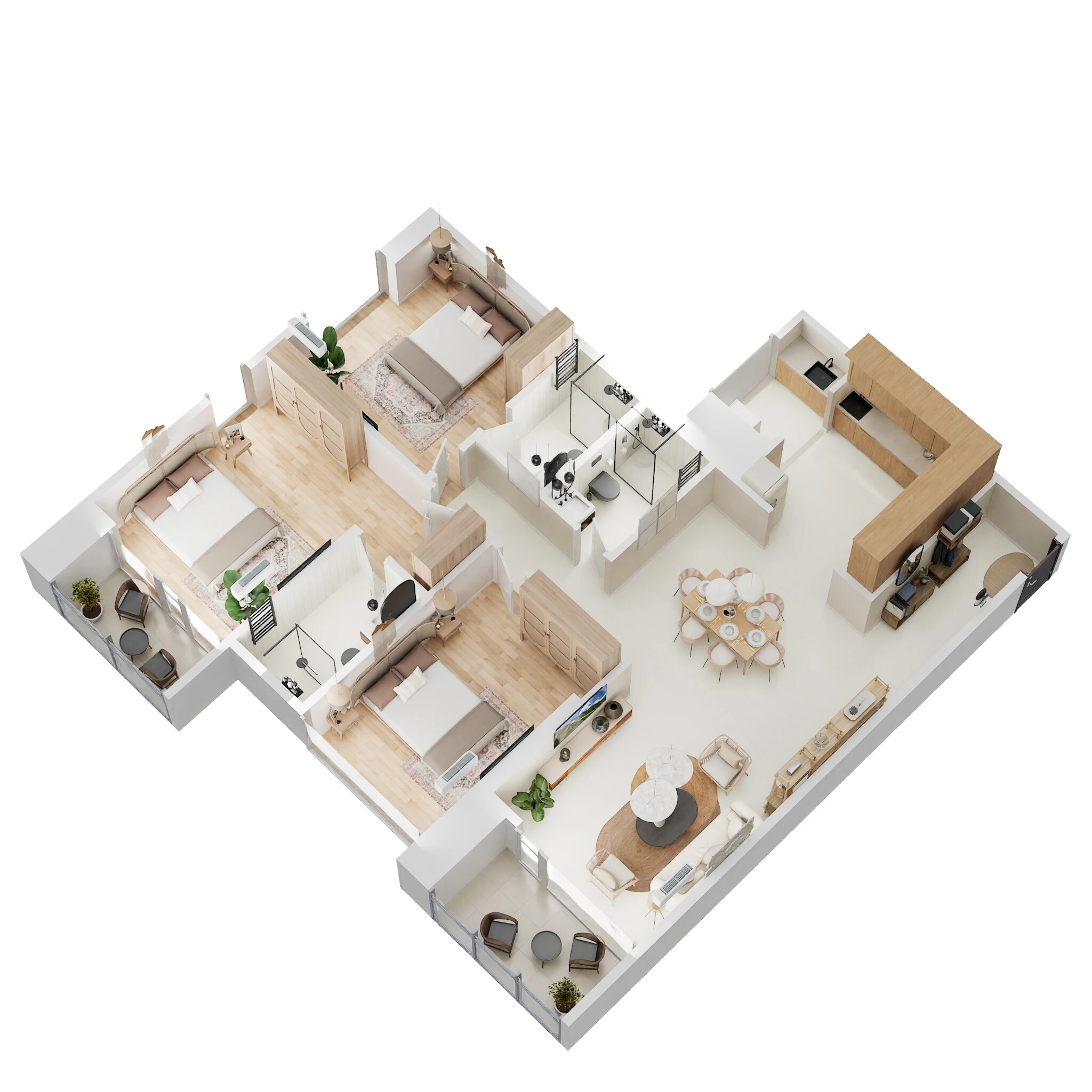 Floor plan of 3 BHK 1337 Sq. Ft. Apartment in Nyati Evania, Pune