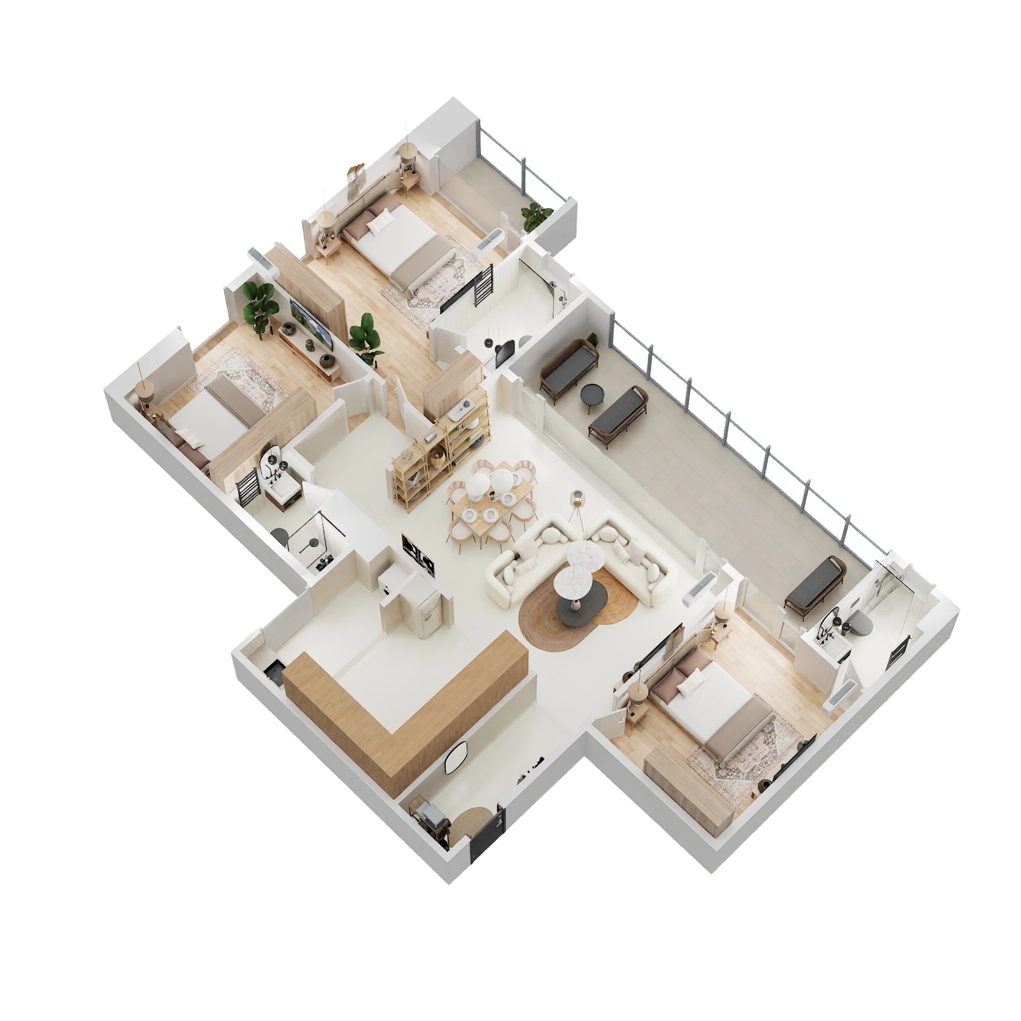 Floor plan of 3 BHK 1573 Sq. Ft. Apartment in Nyati Evania, Pune
