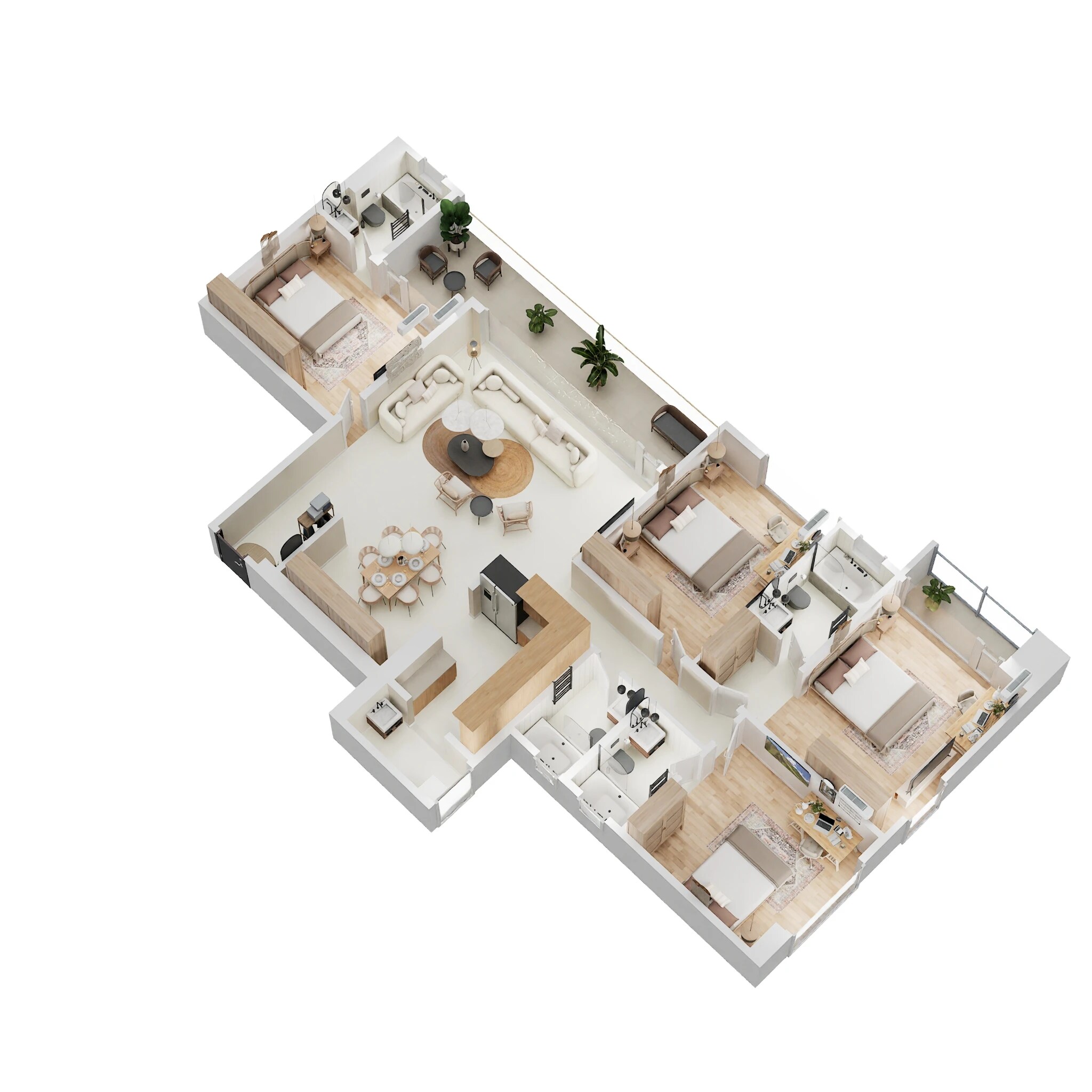Floor plan of 4 BHK 1817 Sq. Ft. Apartment in Nyati Evania, Pune