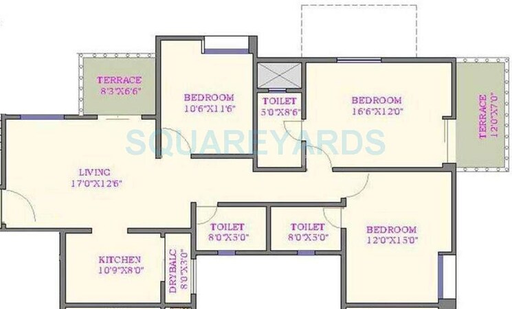 Other, nyati-evita 3 Bedroom 1575 Sq.Ft. Apartment In Dhanori Pune 9250887