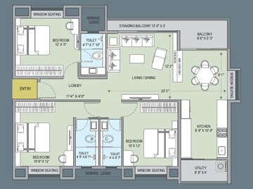  3 BHK Apartment at Nyati Evoq, Kalyani Nagar – for Sale