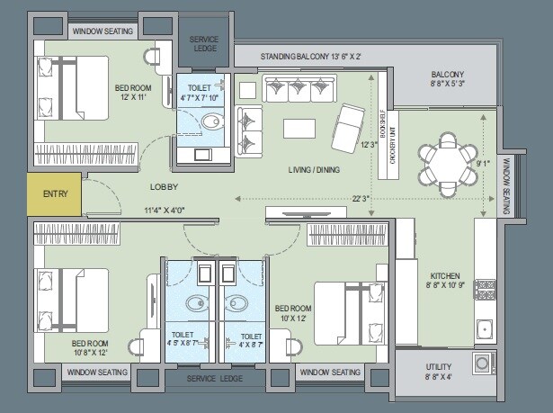 Other, nyati-evoq 3 Bedroom 1560 Sq.Ft. Apartment In Kalyani Nagar Pune 8822186
