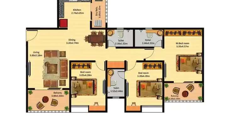 nyati group evolve 2 apartment 3 bhk 1077sqft 20243112163143