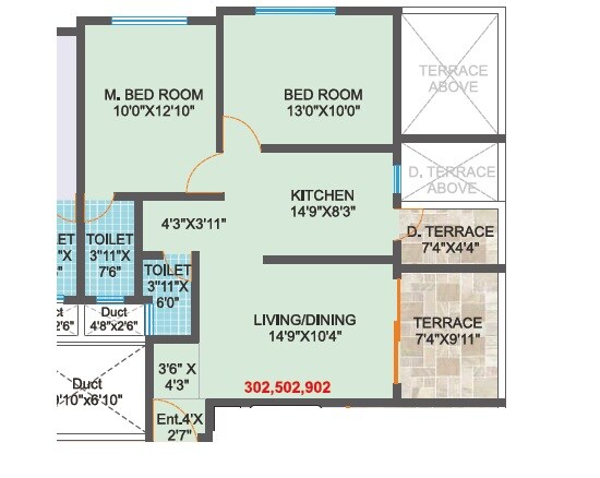 Floor plan of 2 BHK 540 Sq. Ft. Apartment in Ogale Aditya Shagun, Pune