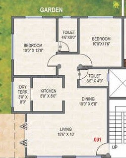 Floor plan of 2 BHK 1240 Sq. Ft. Apartment in Om Angel Hills Apartmentss, Pune