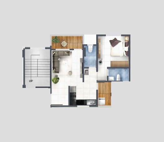 Floor plan of 1 BHK 503 Sq. Ft. Apartment in Omega Saachee Emerald, Pune