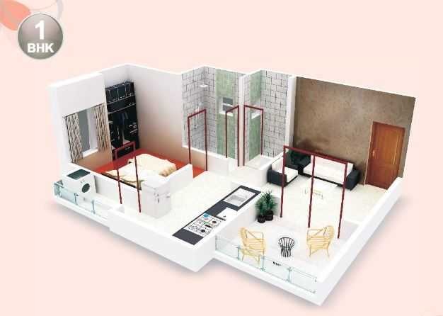 1 BHK 602 Sq. Ft. Apartment in Omkar Bliss