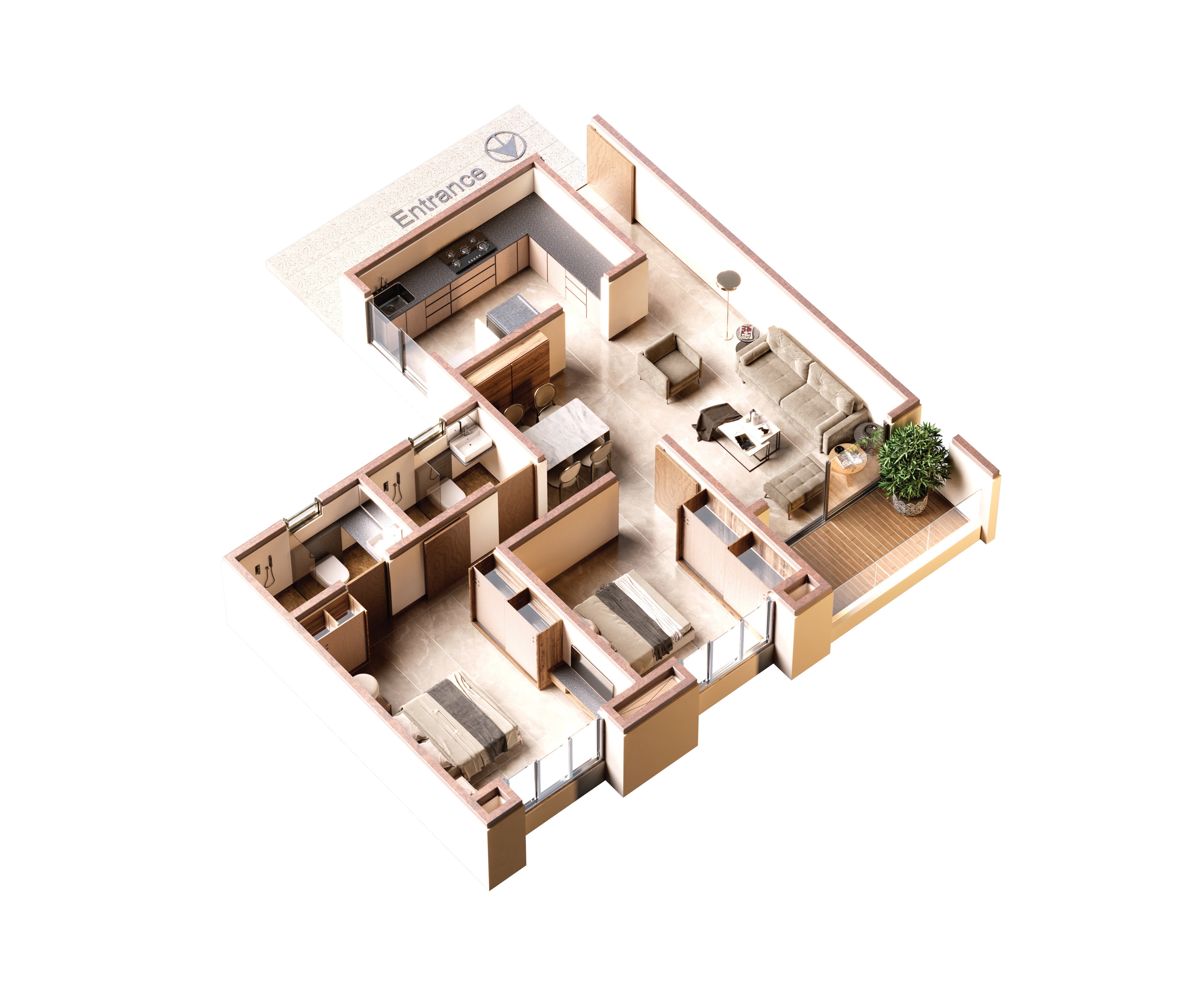 2 BHK 723 Sq. Ft. Apartment