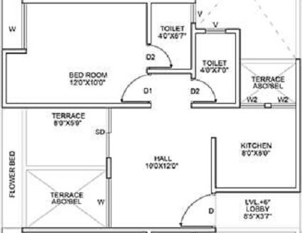 Floor plan of 1 BHK 347 Sq. Ft. Apartment in Opulent Sheetal Square, Pune
