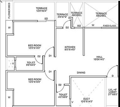 Floor plan of 2 BHK 431 Sq. Ft. Apartment in Opulent Sheetal Square, Pune