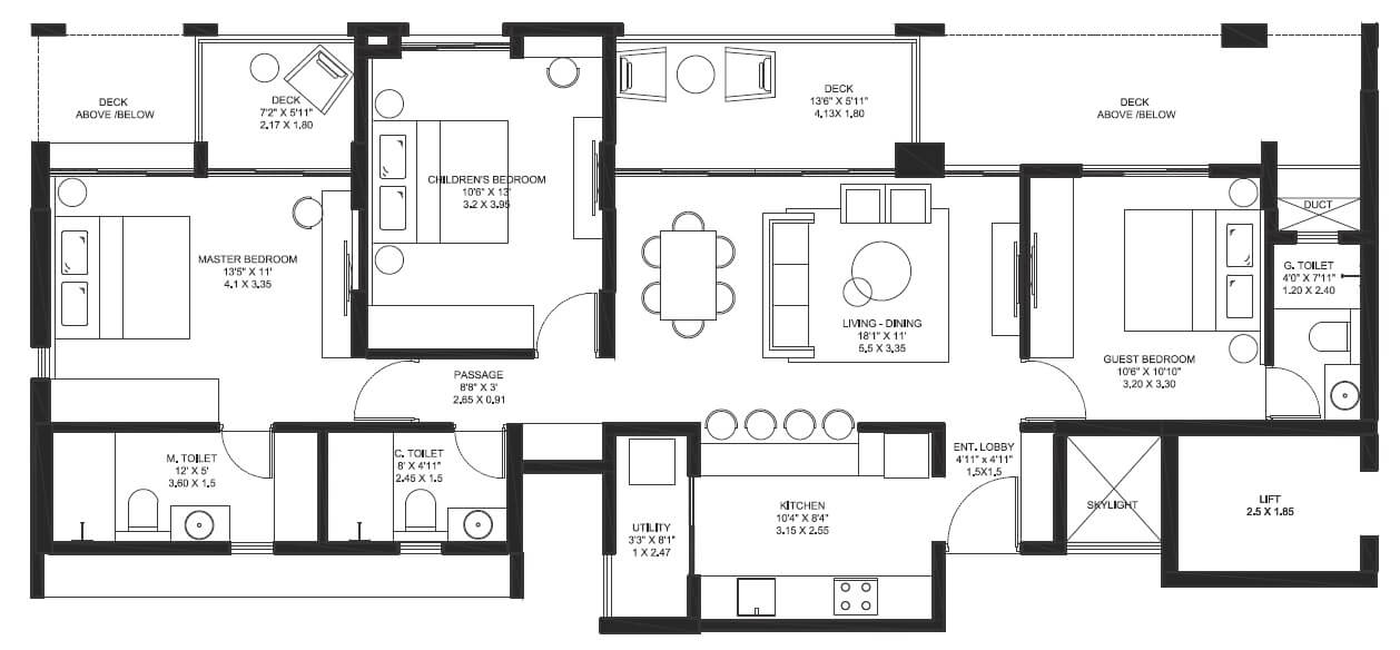 3 BHK 1086 Sq. Ft. Apartment