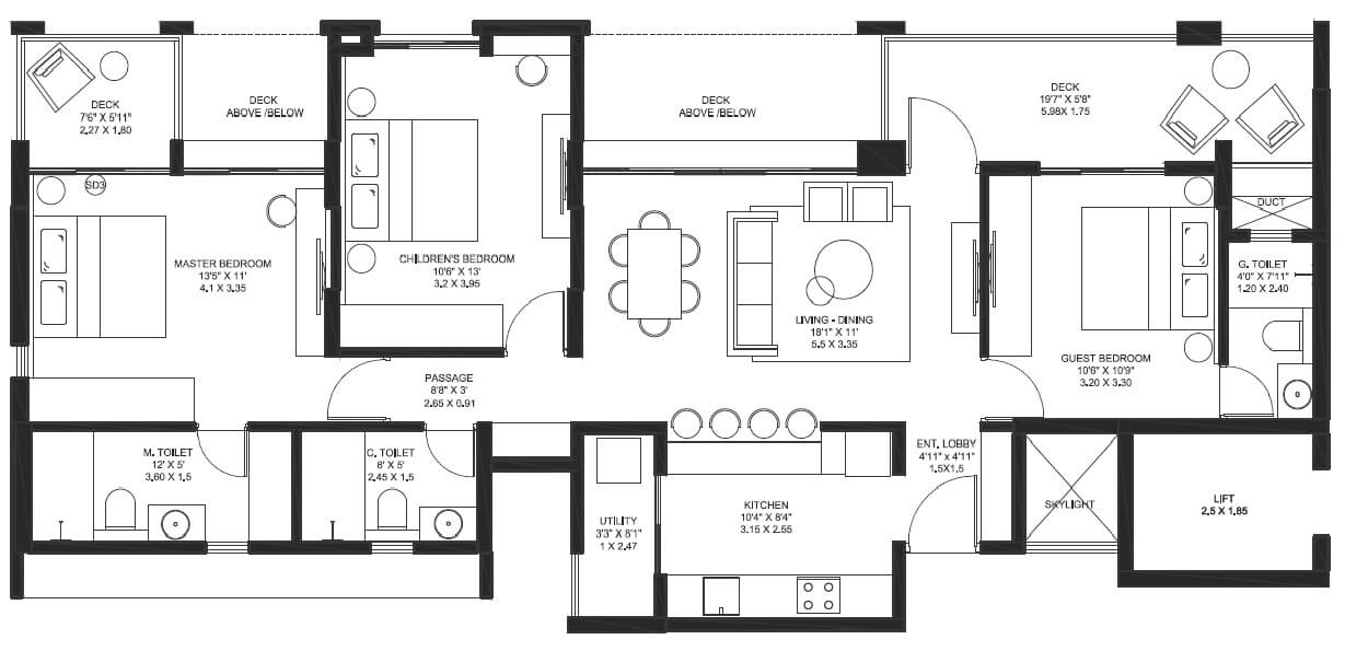 3 BHK 1114 Sq. Ft. Apartment