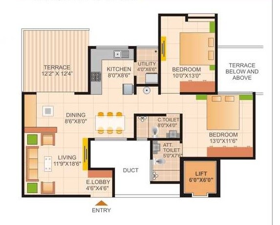 2 BHK 1225 Sq. Ft. Apartment