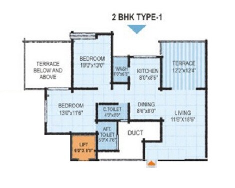 2 BHK 1250 Sq. Ft. Apartment