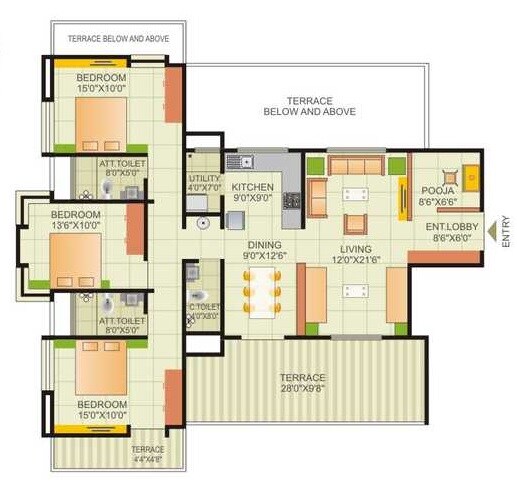 3 BHK 2075 Sq. Ft. Apartment