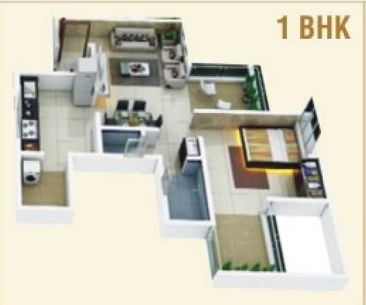 Floor plan of 1 BHK 342 Sq. Ft. Apartment in Padmanabh Golden Valley, Pune
