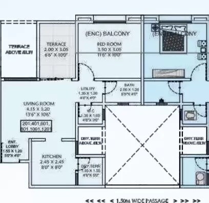 Floor plan of 1 BHK 422 Sq. Ft. Apartment in Padmavati Lakeshore, Pune
