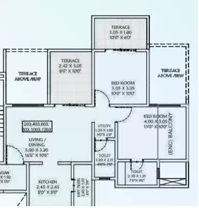 Floor plan of 2 BHK 602 Sq. Ft. Apartment in Padmavati Lakeshore, Pune