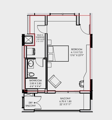 Floor plan of 1488 Sq. Ft. Studio in Panchshil Soho, Pune