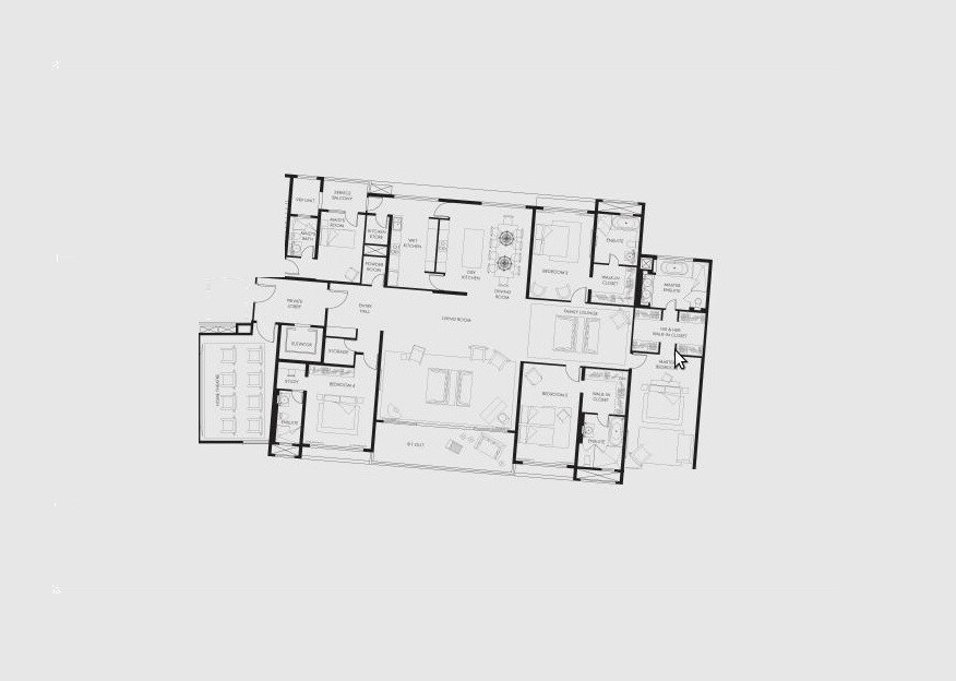 Floor plan of 5 BHK 5500 Sq. Ft. Apartment in Panchshil YooPune, Pune