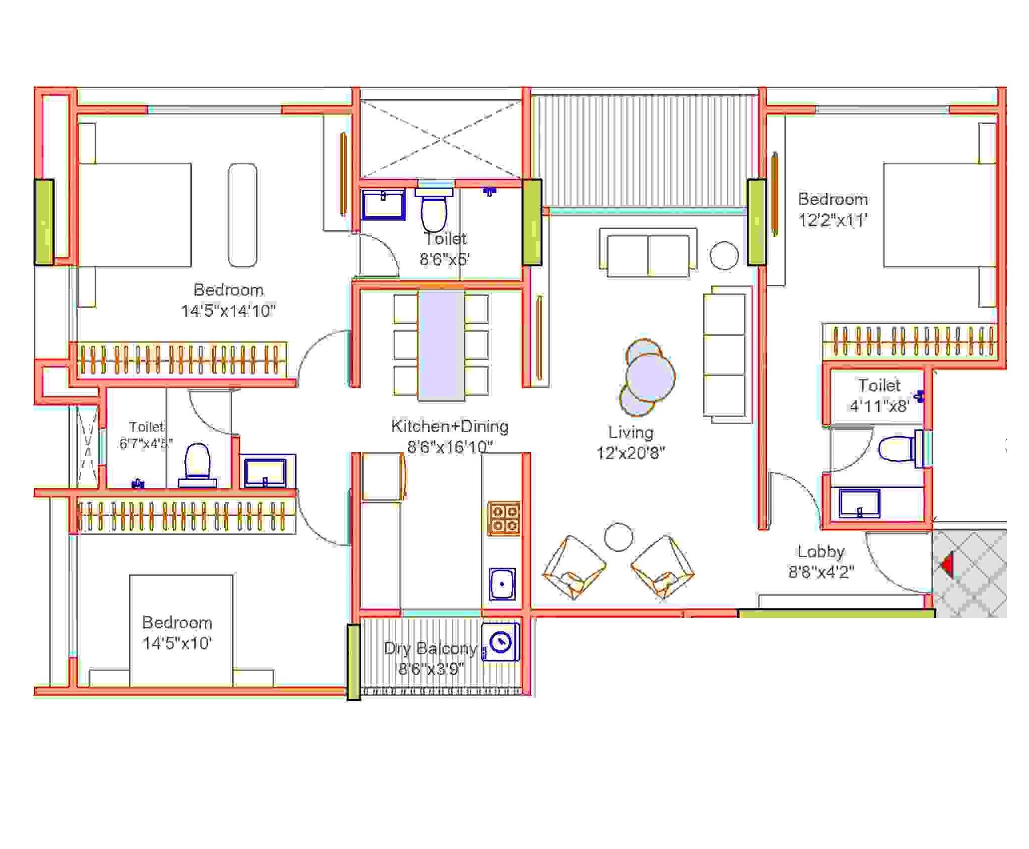 3 BHK 1168 Sq. Ft. Apartment in Pandit Javdekar Mahavir Park