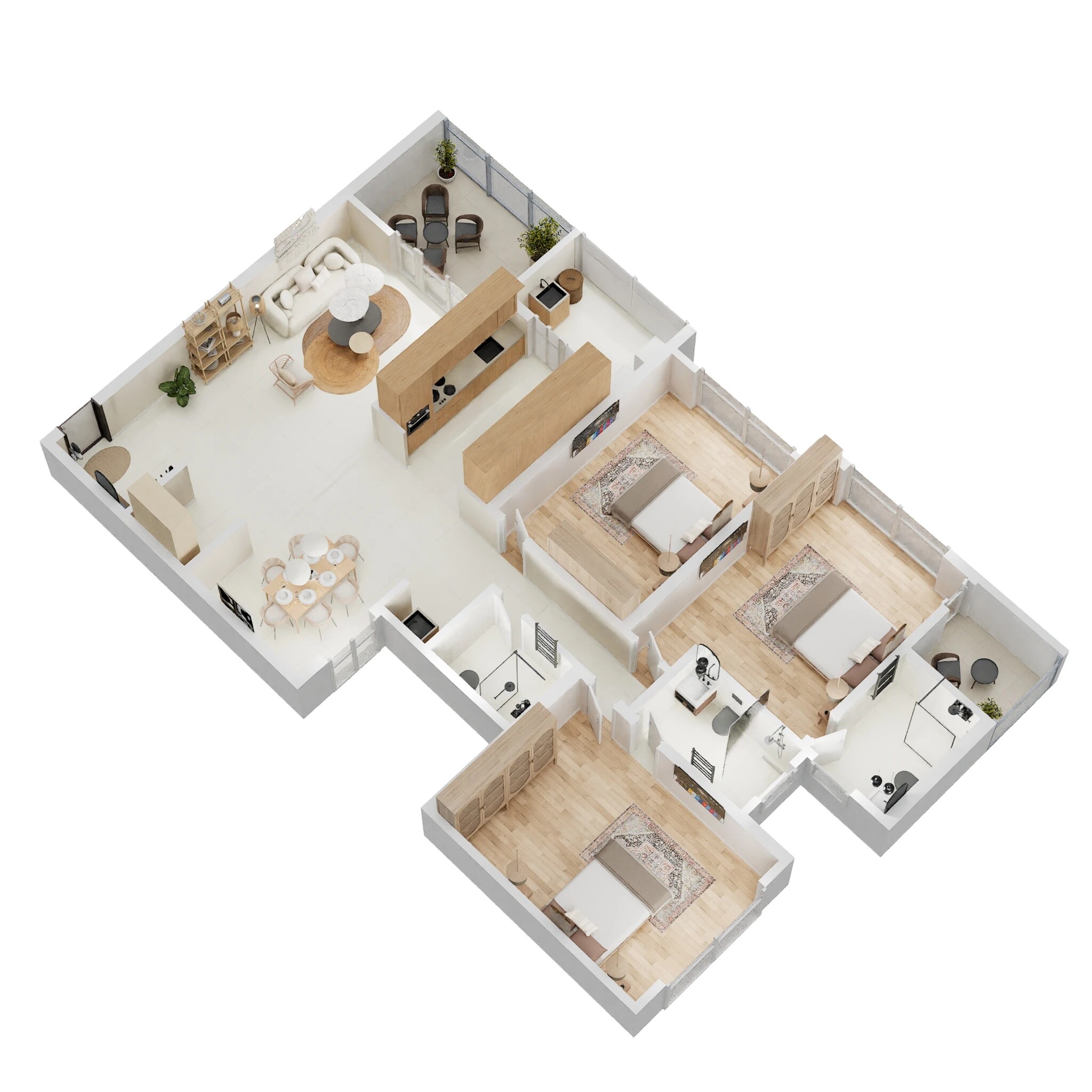 Floor plan of 3 BHK 1393 Sq. Ft. Apartment in Pandit Javdekar Mayflower, Pune