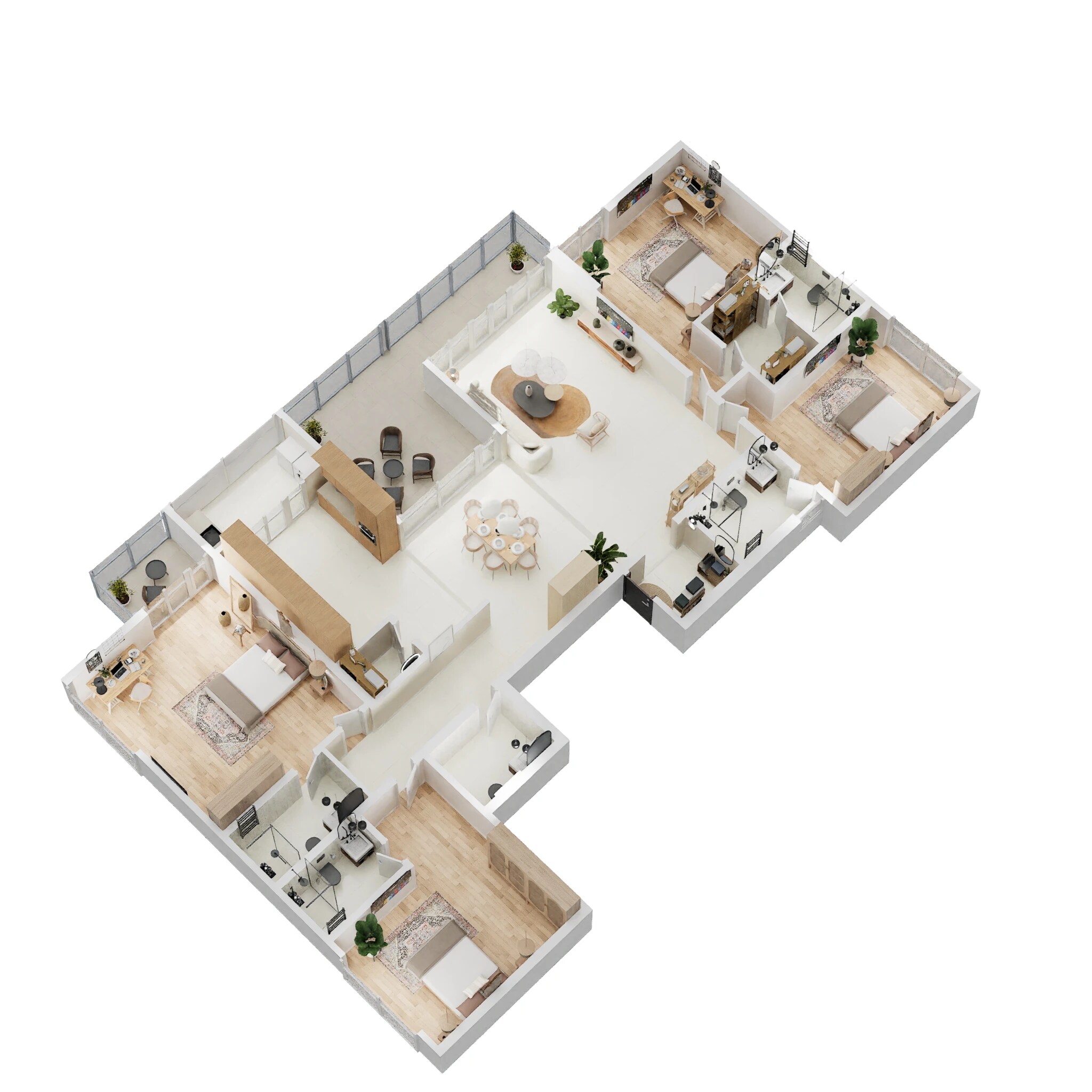 Floor plan of 4 BHK 2148 Sq. Ft. Apartment in Pandit Javdekar Mayflower, Pune