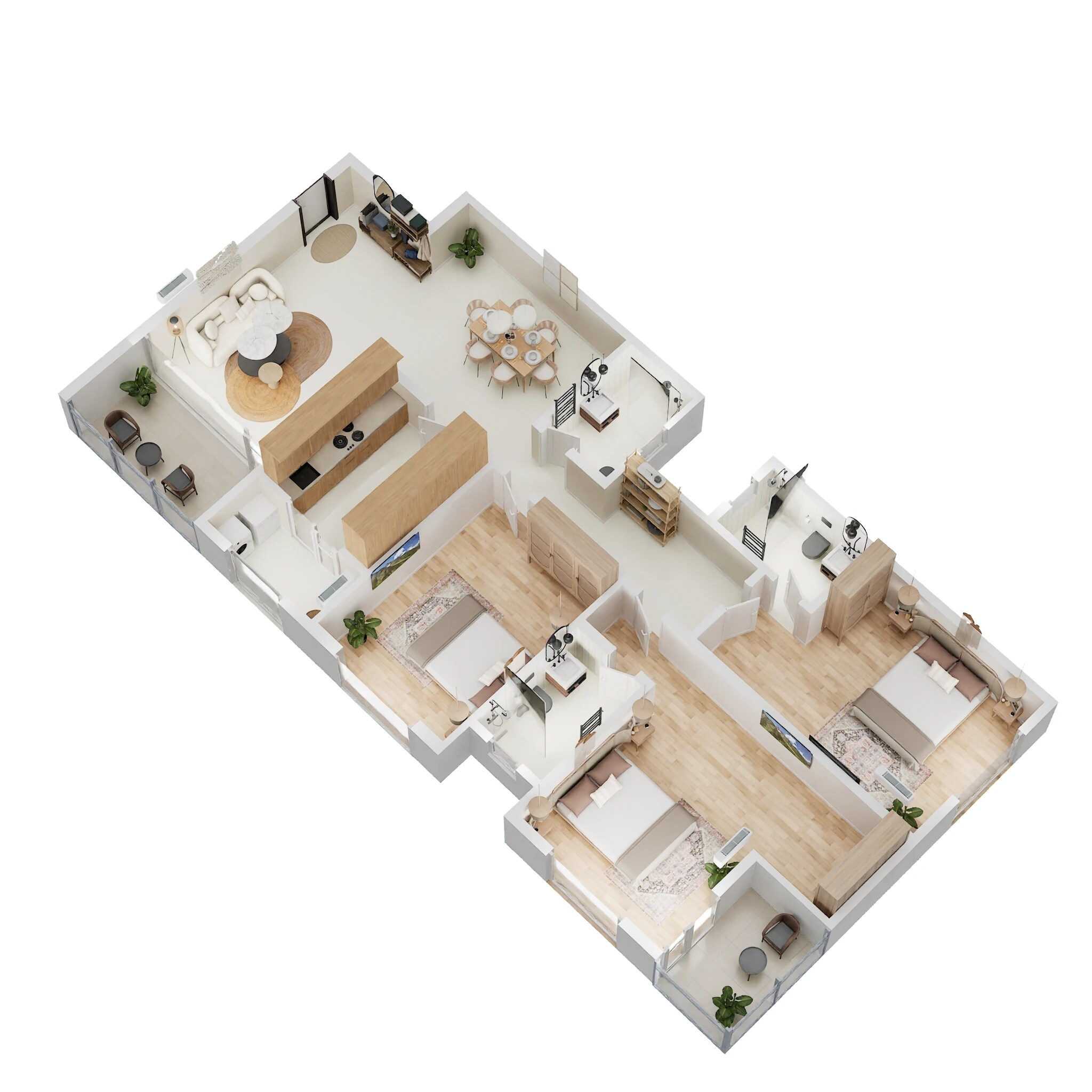 Floor plan of 3 BHK 1094 Sq. Ft. Apartment in Pandit Javdekar Westwind, Pune