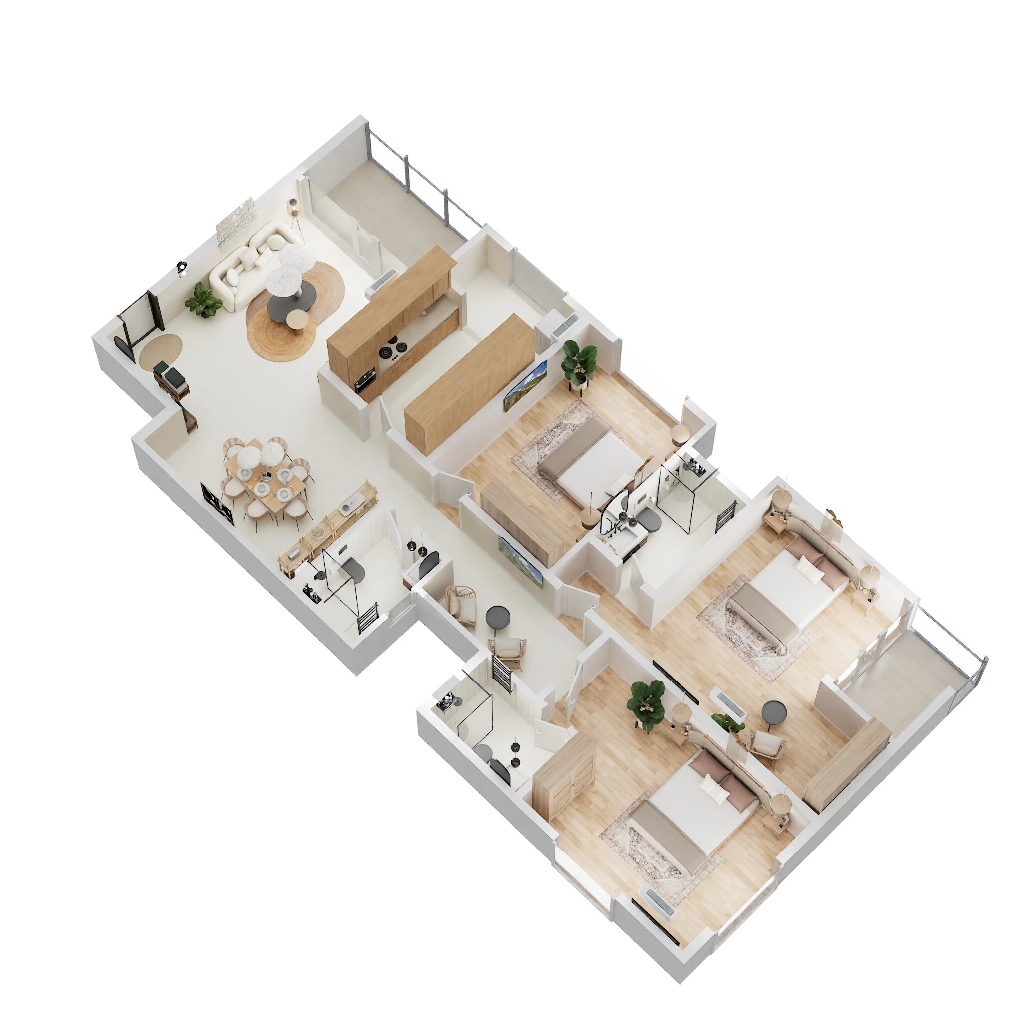 Floor plan of 3 BHK 1533 Sq. Ft. Apartment in Pandit Javdekar Westwind, Pune