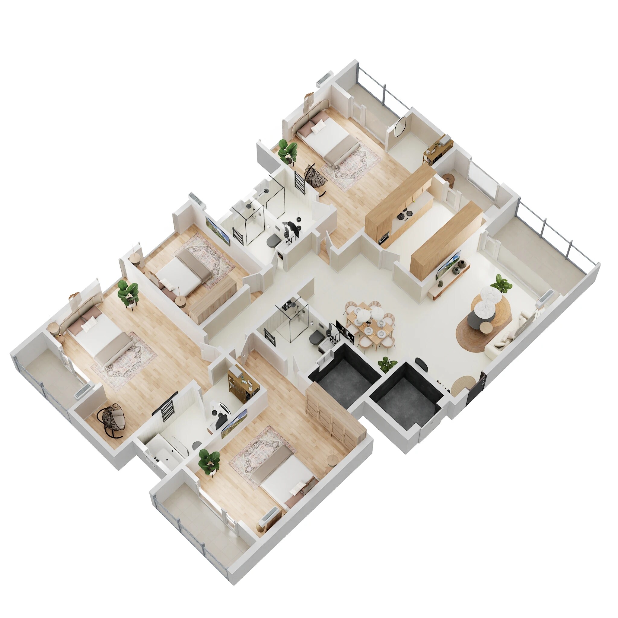 Floor plan of 4 BHK 2065 Sq. Ft. Apartment in Pandit Javdekar Westwind, Pune