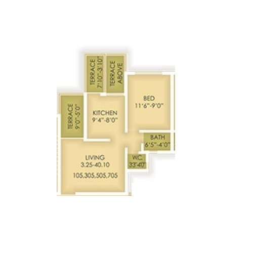 Floor plan of 1 BHK 359 Sq. Ft. Apartment in Paradise Homes Talegaon, Pune