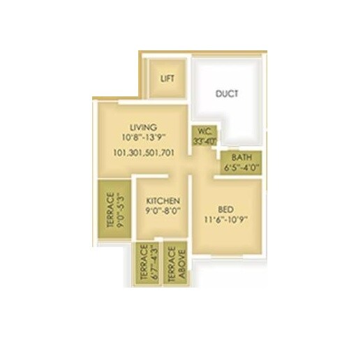 Floor plan of 1 BHK 391 Sq. Ft. Apartment in Paradise Homes Talegaon, Pune