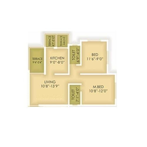 Floor plan of 2 BHK 456 Sq. Ft. Apartment in Paradise Homes Talegaon, Pune