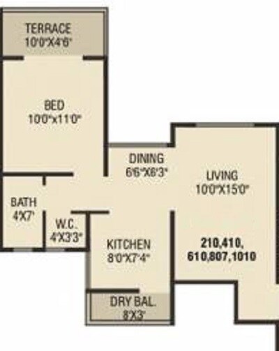 1 BHK 415 Sq. Ft. Apartment