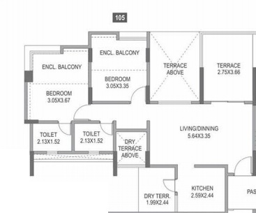 2 BHK 606 Sq. Ft. Apartment in Paranjape Azure B