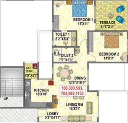 2 BHK 875 Sq. Ft. Apartment in Paranjape Camellia Apartment