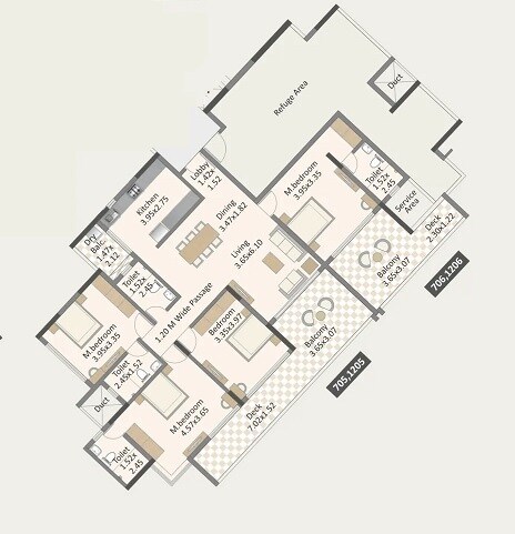 Floor plan of 4 BHK 2004 Sq. Ft. Apartment in Paranjape Forest Trails High Gardens, Pune