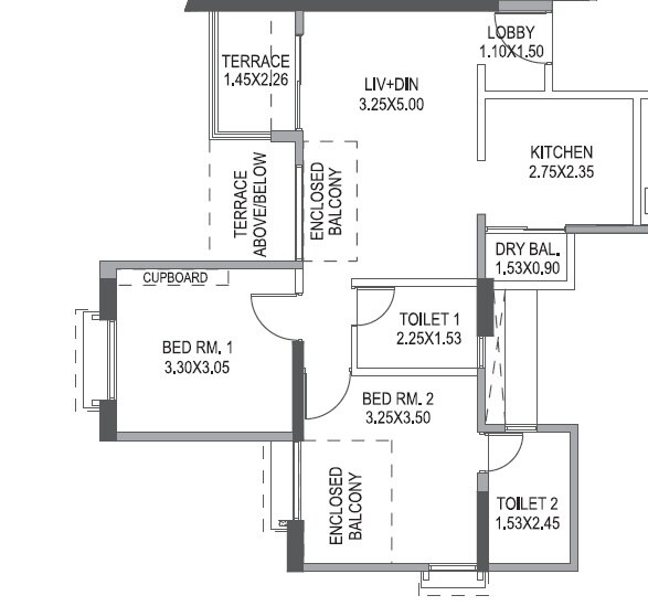 2 BHK 549 Sq. Ft. Apartment