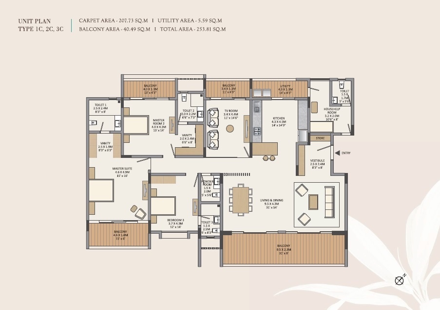 3 BHK 2734 Sq. Ft. Apartment
