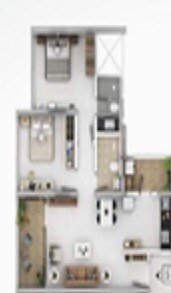 Floor plan of 2 BHK 641 Sq. Ft. Apartment in Paranjape Orion 15 16 17, Pune