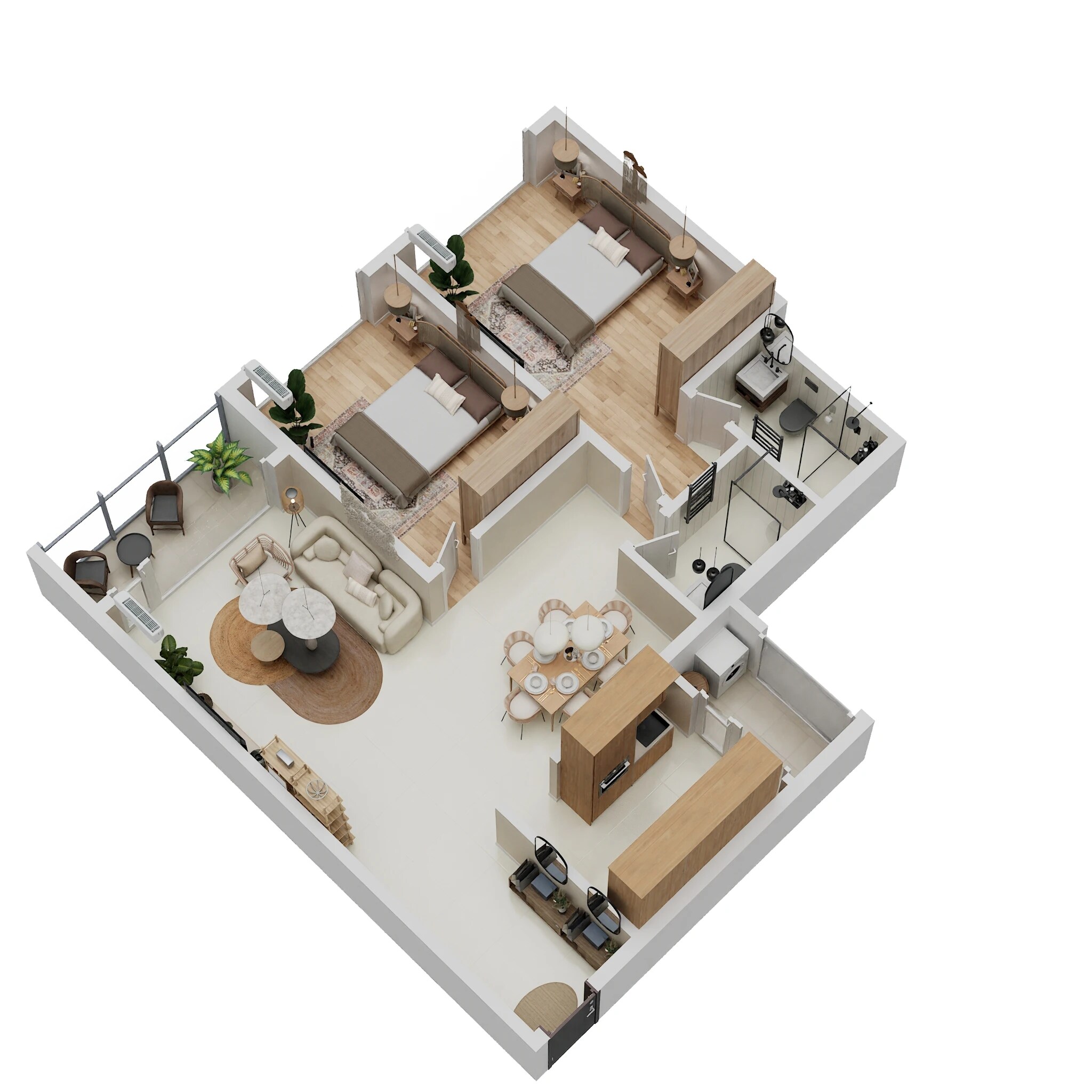 Floor plan of 2 BHK 960 Sq. Ft. Apartment in Paranjape R48 The Canopy, Pune