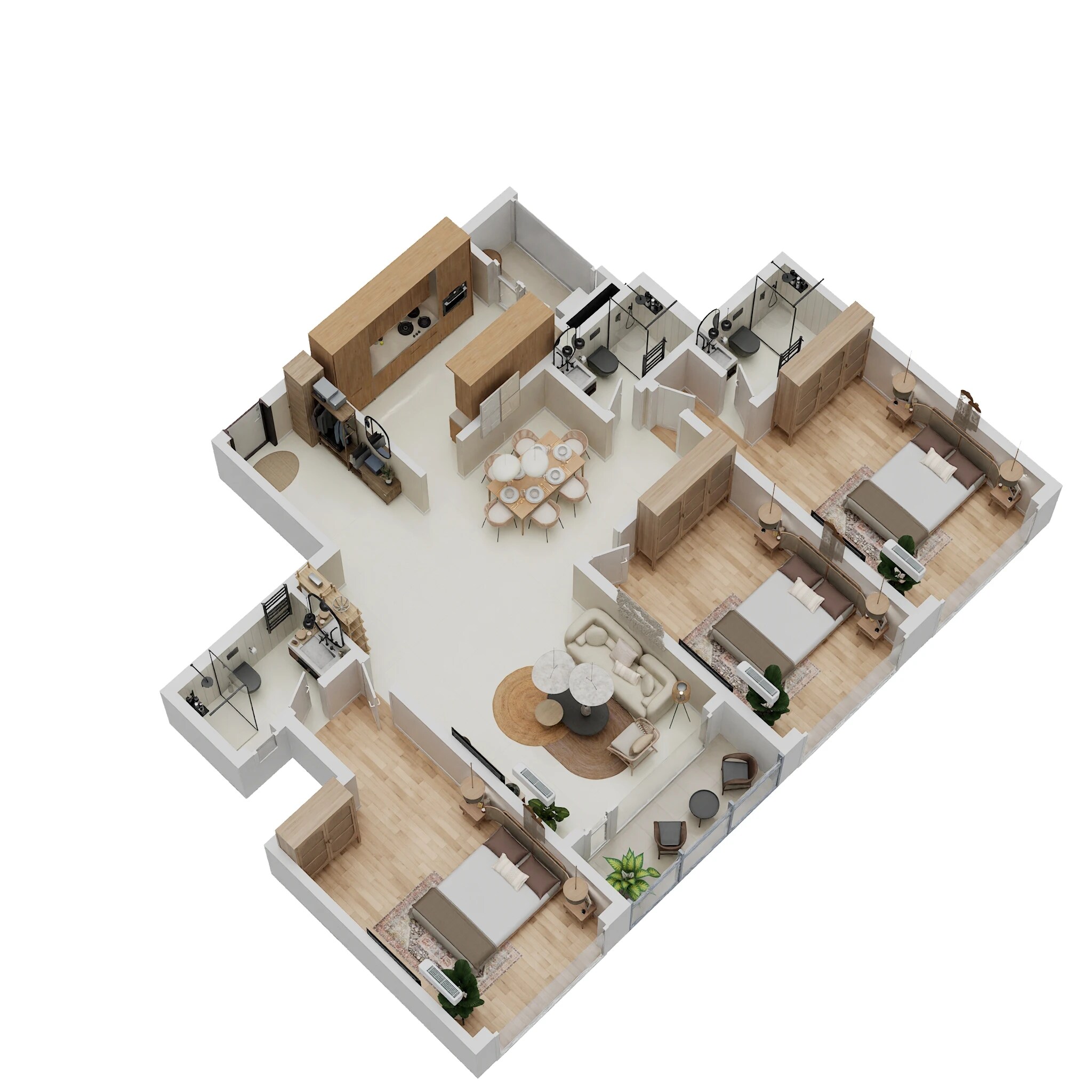 Floor plan of 3 BHK 1309 Sq. Ft. Apartment in Paranjape R48 The Canopy, Pune